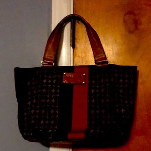 Kate Spade Brown and Red Tote w/ Leather accents